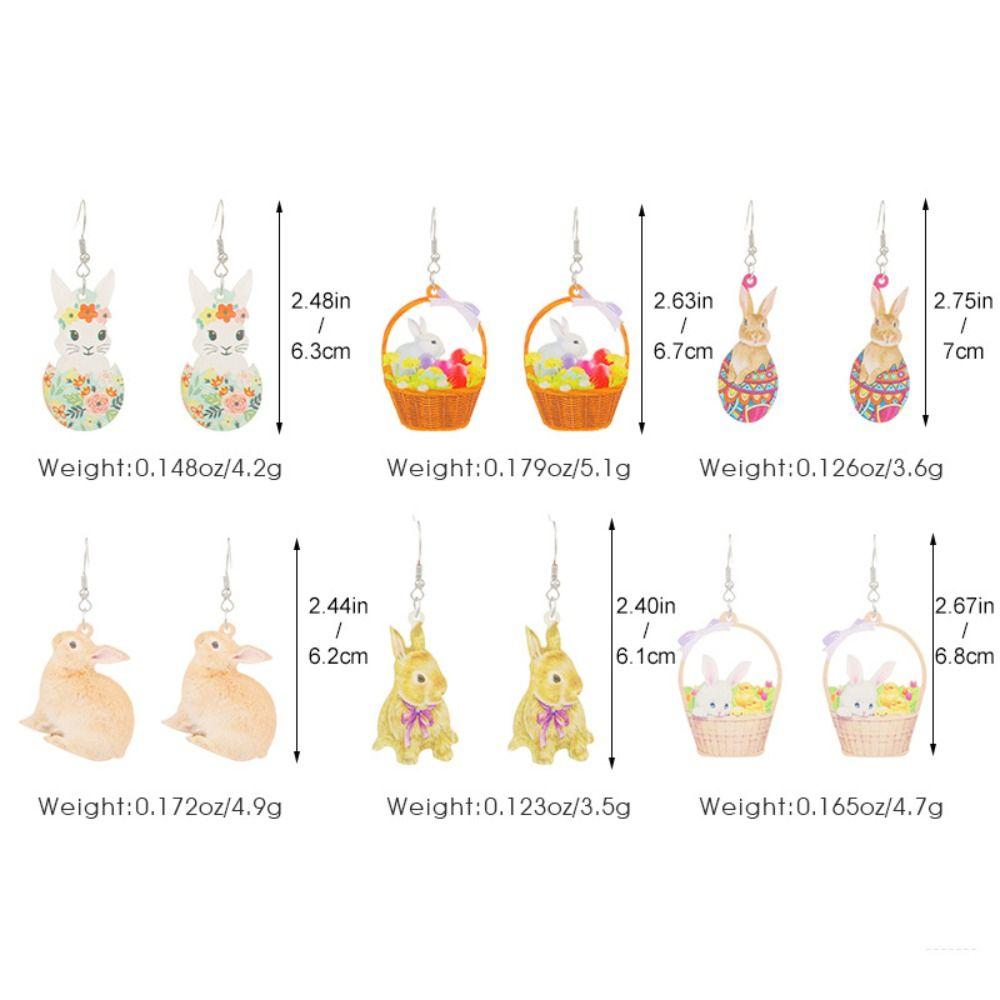 Hasen-Osterohrringe, bemalte Eierschale, dekorierter Blumenkorb, ästhetischer Schmuck, Acryl, Vintage, trendig, kreativ, süße Mode