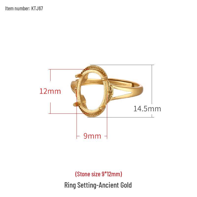 

Adjustable S925 Sterling Silver Vintage Ring Setting with Amber Inlay (7x10, 10x14) Adjustable