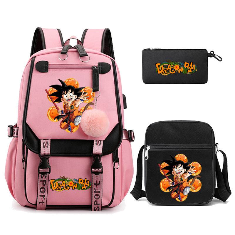 3Pcs/set Anime Dragon Ball Daily Laptop Backpack Lightweight bag for Men Women Travel Bag Student Girl Boy Back To School Unisex Bagpack Mochila