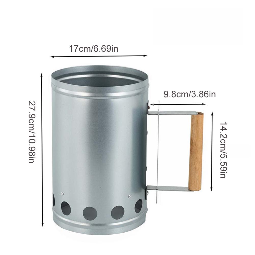 Rapid Fire Briquette Starters Can W/Handle Charcoal Chimney Lighter BBQ Grill Tool for Charcoal Grill and Barbecues