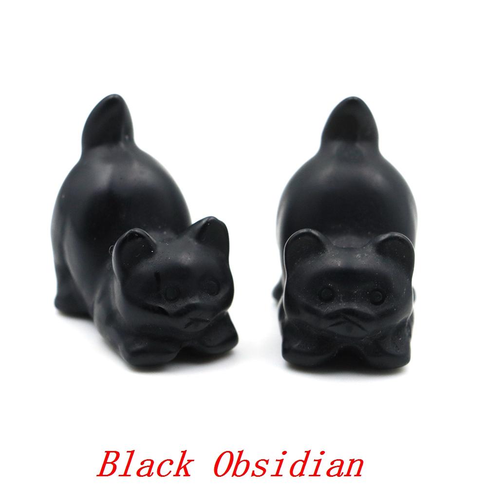 

30мм Мила Статуетка Кота Натуральний Камінь Кристал Ручна Різьба Цілюща Фігурка Тварини Рейкі Самоцвіт Ремесло Домашній Декор Подарунок на Свято 1 pcs