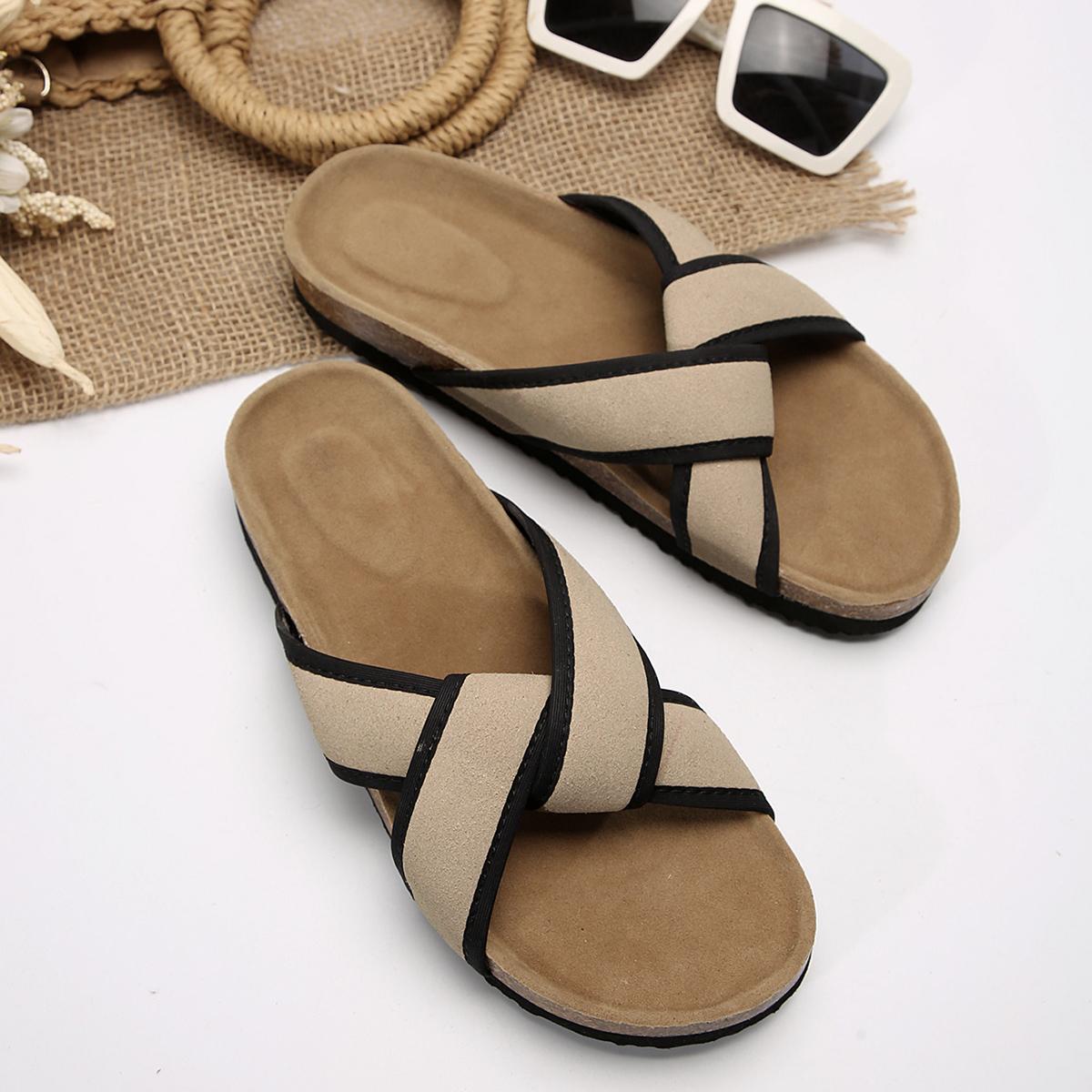 

мода 2024 лето женская мода удобные легкие шлепанцы сандалии на плоской подошве женская обувь 42 хаки