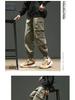 Men's American Trendy Multi-Pocket Loose Cargo Joggers - Military Green Parachute Pants, Casual Retro Style for Autumn.