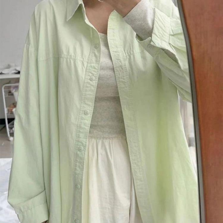 Women Long Sleeve Casual Shirt Loose Lapel Button Blouse
