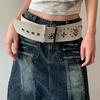 Fashionable Rivet Studded Wide Belt For Women Men Pin Buckles PU Waistband for Street Wear Jeans Pants Waist Accessory