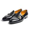 Fashion Men's Patent Leather Loafers Elegant Monk Buckle Slip-On Dress Shoes for Wedding,Party & Formal Events Casual Genuine Leather
