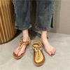 Bohemia Sandals for Women Beach One Word Woman Shoes Flat Rubber Summer 2025 Comfortable Wholesale Shoe Luxury Designer Trending