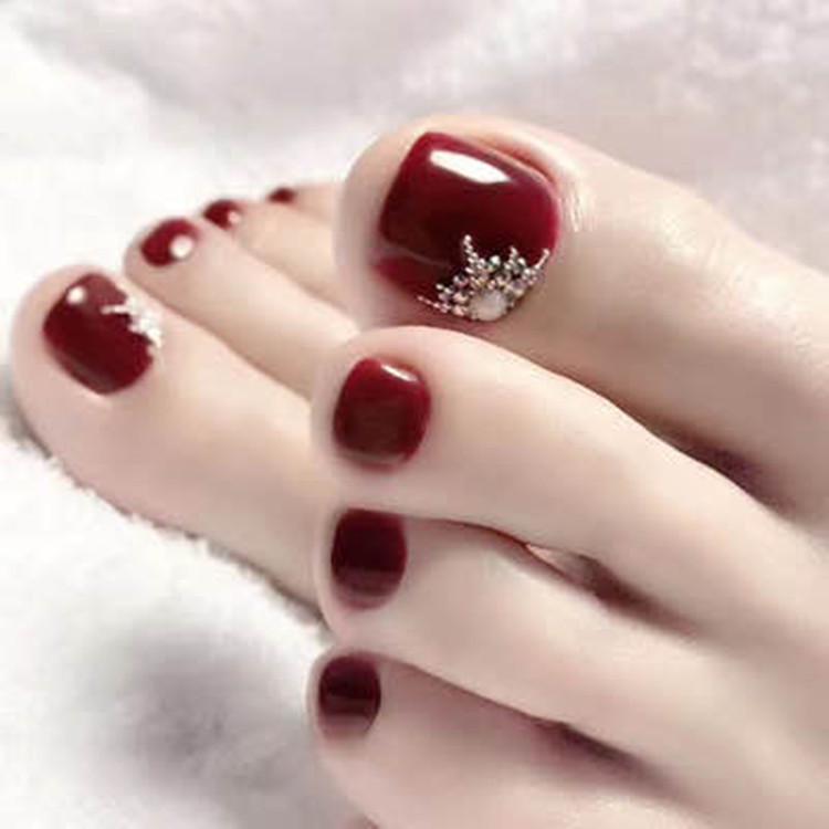 

Retro Burgundy Removable Toenail Jewelry Patches - Finished False Nails