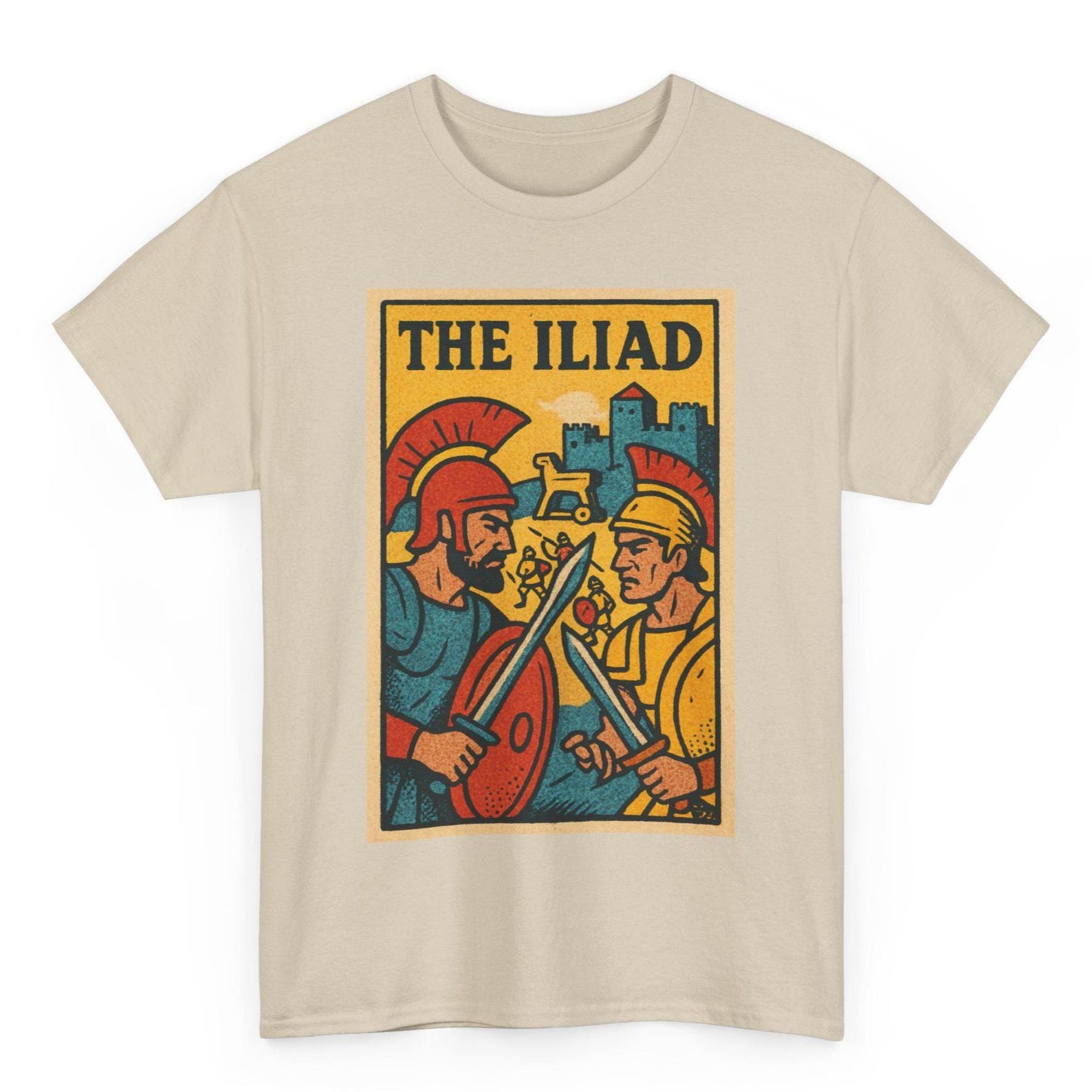 Iliad T-Shirt: Retro Comic Achilles vs Hector Greek Epic Tee 3XL