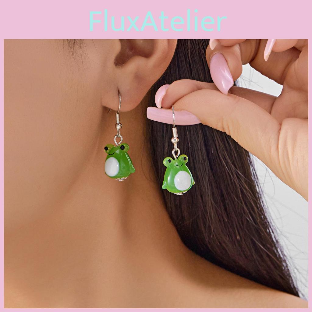 Cute Frog Glass Pendant Necklace With Matching Earrings And Pearl Chain For Fashion Accessories