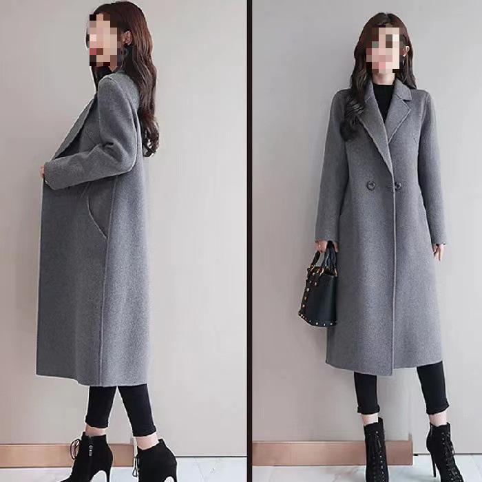 Trendy Plus Size Slim-Fit Mid-Length Wool Coat – Stylish Age-Reducing Spring/Autumn Outerwear