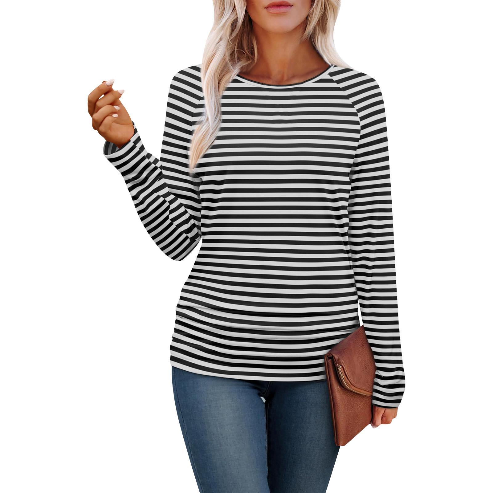 

Женский повседневный топ с круглым вырезом и длинными рукавами, подол, боковая оборка M чёрный