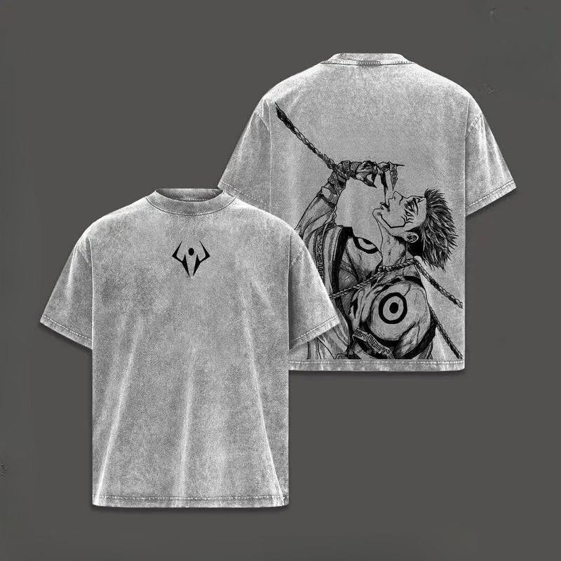 

Горячая Аниме Jujutsu Kaisen Рёмен Сукуна Принт Футболка Мужская С коротким рукавом Одежда Хлопковая Футболка Ретро Стирка Футболки Манга Топы S серый
