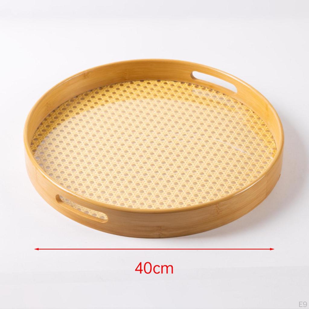Bamboo Serving Tray with Handles Decorative Breakfast Fruit Dessert for Party