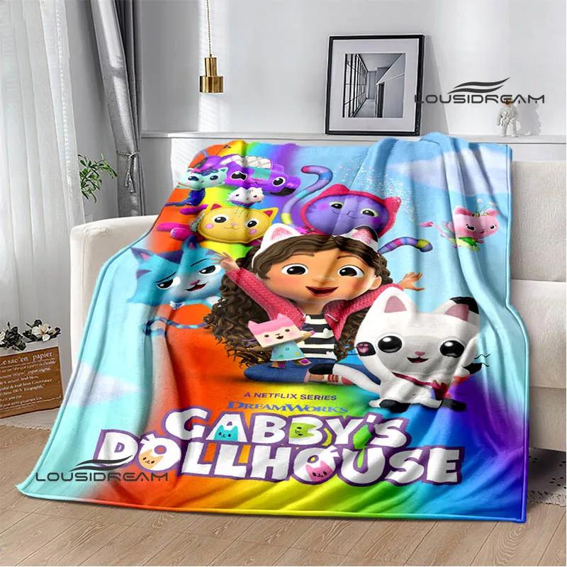 Gabby's Dollhouse Cute Anime Printed Blankets Picnic Blanket Flannel Warm Blanket Travel Blankets Bed Linings Birthday Gift