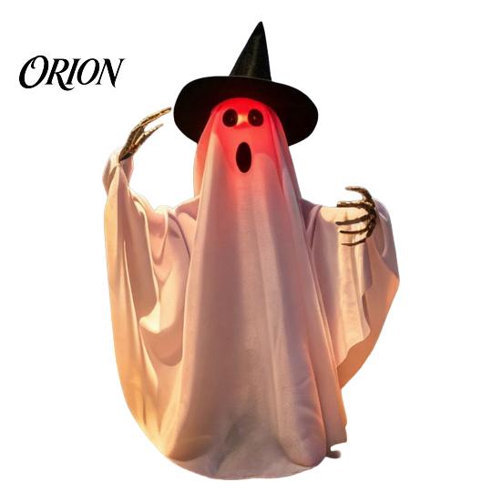 Long-lasting Halloween Decoration Scary Animated Ghost Decoration, Lighted Voice Control Skeleton Festive Ornament for Haunted House, Party, 1pc