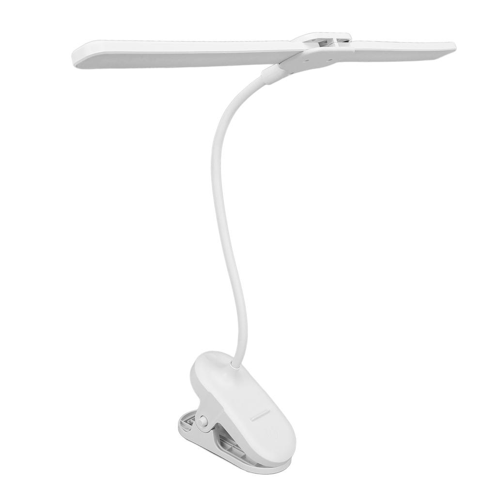 Dual Head LED Desk Lamp with Clamp 4000mAh Battery Operated 3 Lighting Modes Dual Head Bright Eye Care Light for Work