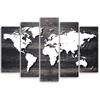 Five Piece Picture Canvas Print World Map Vintage