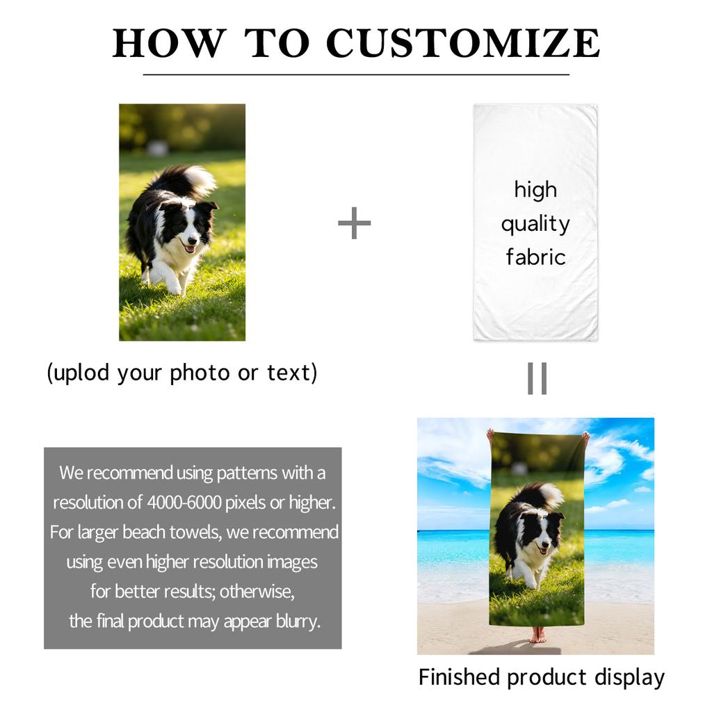 1pc Customized beach towels for photos, personalized photos, wedding photos, family photos, and parent-child photos