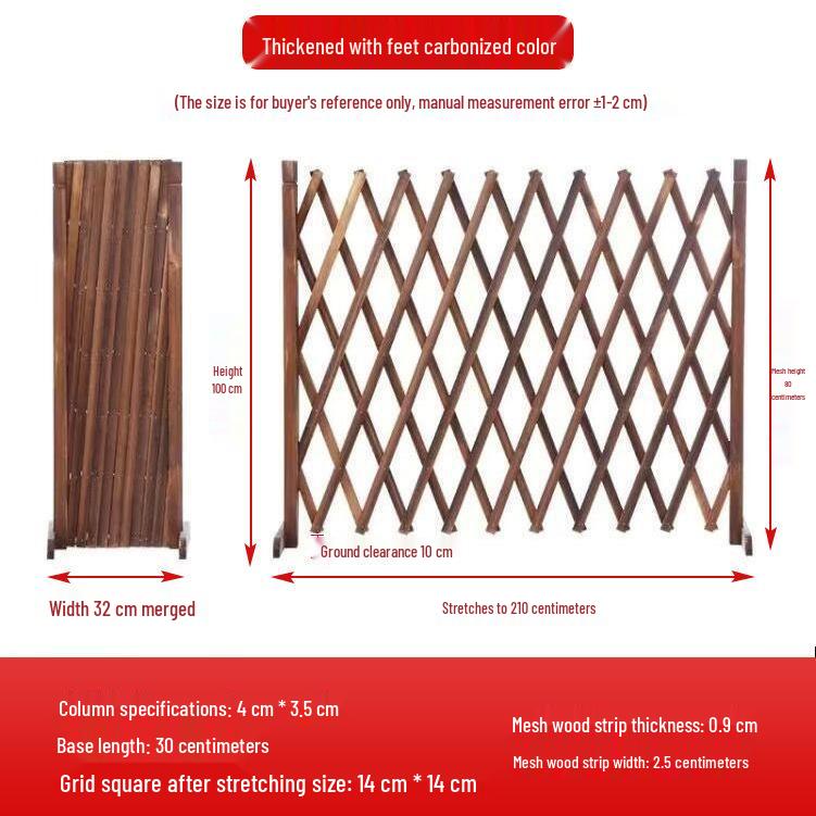 Retractable Outdoor Garden Fence: Anti-Corrosion Wood Railing & Trellis for Courtyards and Balconies
