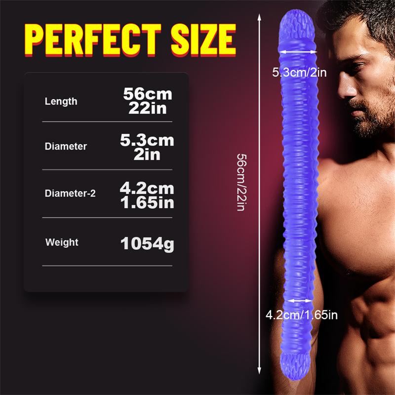 56cm Extra-long Double-headed Threaded Dildo Oversized Thick Anal Whip Sex Adult Products