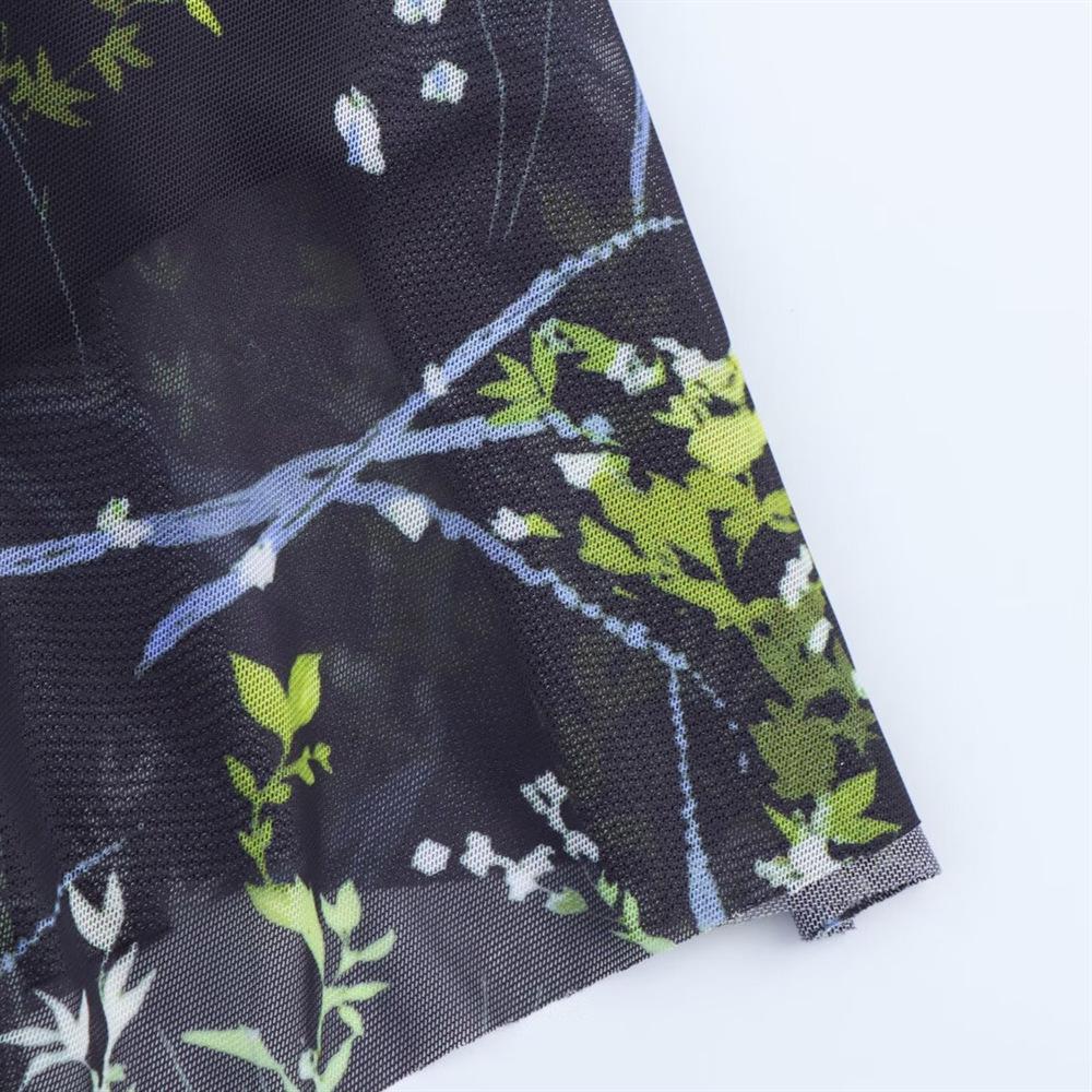 2025 Spring/Summer Women's Slimming Floral Silk V-Neck Sleeveless Dress