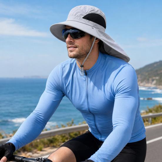 Lightweight Summer Hat Breathable Mesh Bucket Hat 360-Degree Sunshade Fisherman with Detachable Face