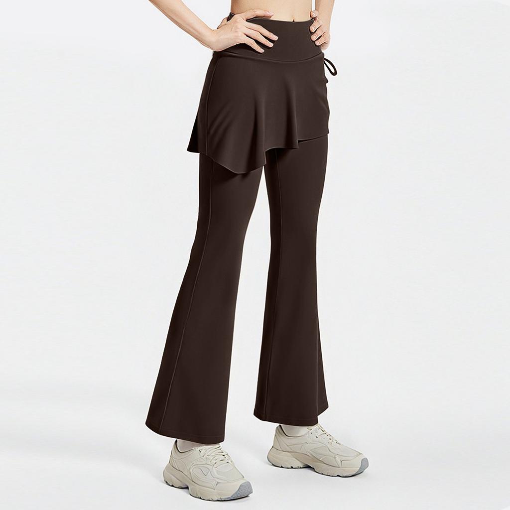 Women's 2-in-1 High Waisted Wide Leg Pants, Casual Solid Color Sports Pants, Yoga Pants