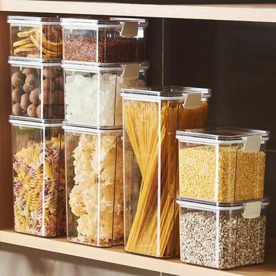 Mühürlü Plastik Gıda Saklama Kutusu Tahıl Şeker Kurutulmuş Kavanoz Kapaklı Buzdolabı StorageTank Kapları Ev Eşyaları Mutfak Organizatör