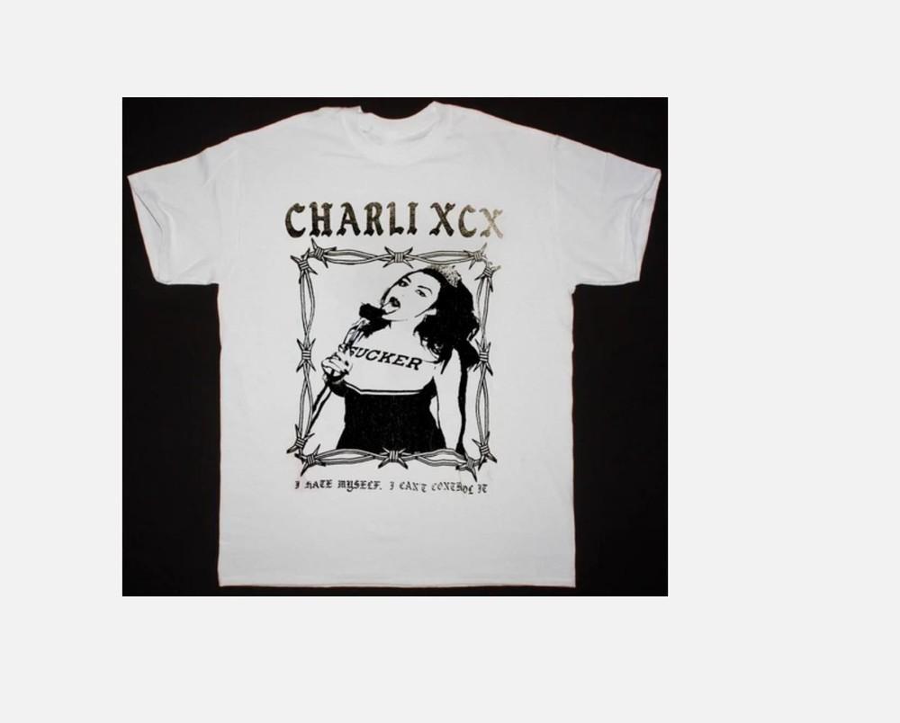 NEW Charli XCX Band Short Sleeve Cotton White All Size Unisex Shirt