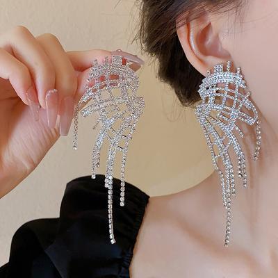 Wings Hollow Fringed Earrings Fashion Light Luxury Heavy Industry Earrings Personality Exaggerated Earrings