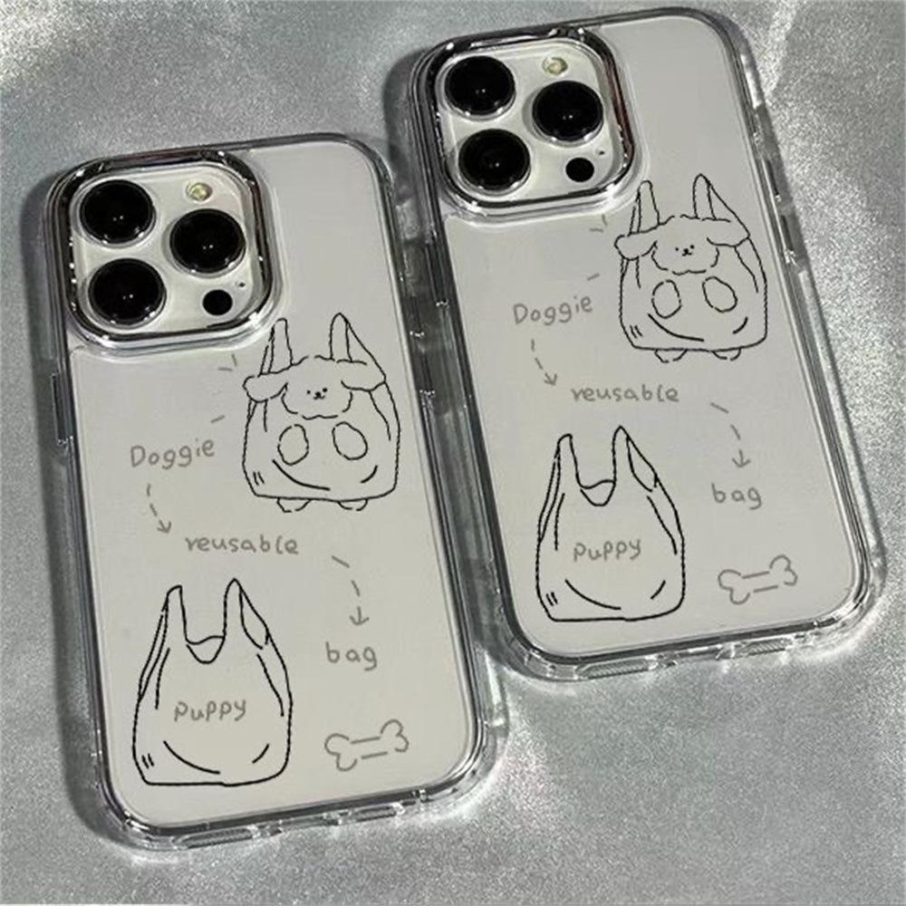 Applicable to iPhone17ProMax bag, puppy transparent mobile phone case, Apple 16Pro large hole 15/14 anti-drop
