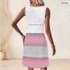 Women Plus Size Sleeveless Round Neck Keyhole Heart Printed A Line Dress Red White Pink
