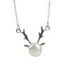 Exquisite S925 Silver Antler Necklace with Freshwater Pearl - Ideal Christmas Gift