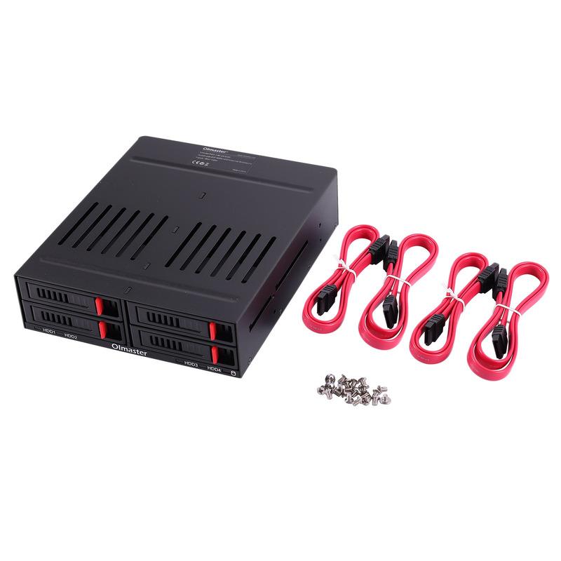 Трендово! Oimaster He-2006 4 отсека SATA Внутренняя корзина для 2,5-дюймовых жестких дисков Внутренняя мобильная корзина со светодиодным индикатором Встроенный вентилятор
