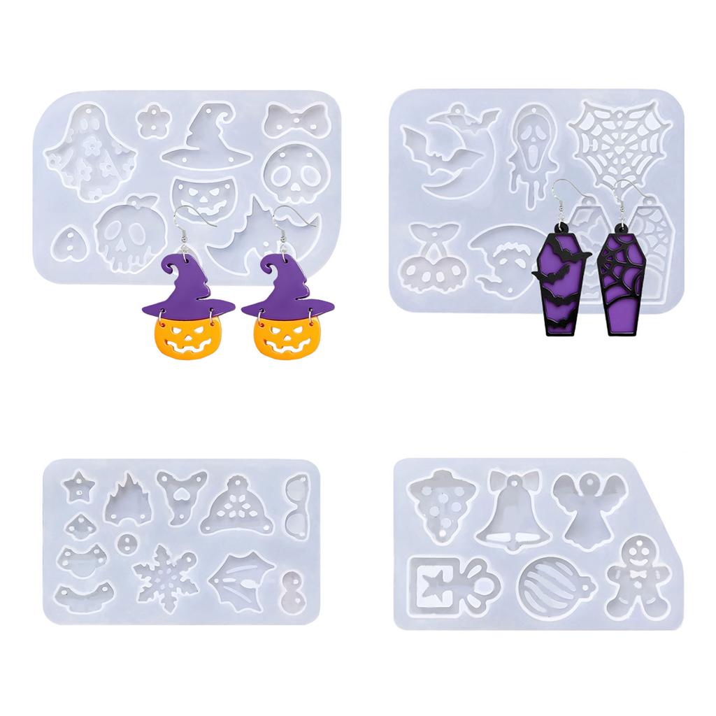 Halloween Thema Ohrringe Form mit Kürbis Geist Design Anhänger Formen Silikon Textur Geeignet für Schmuckherstellung