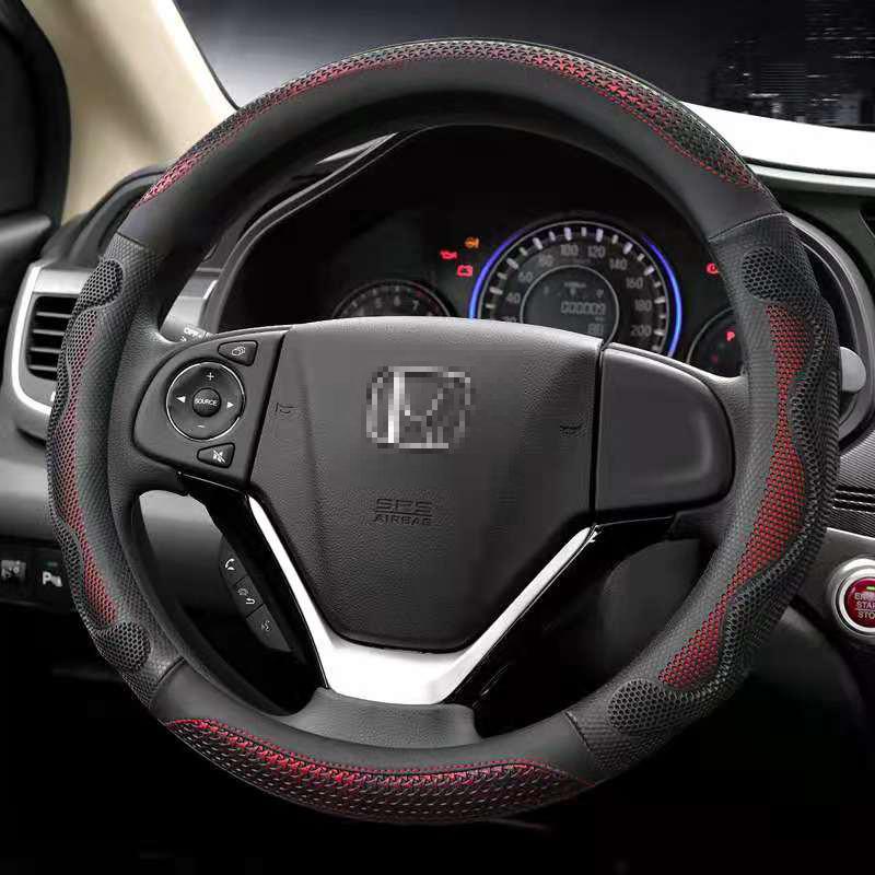 Carbon Fiber Leather 38CM Steering Wheel Covers for Honda Accord City Fit Brio CRV HRV XRV Mobilio Odyssey Accessories