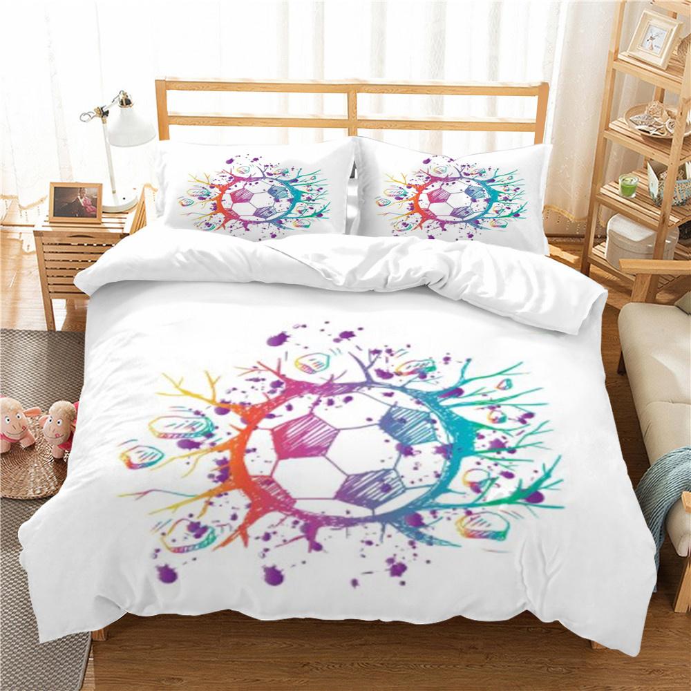 Heißer Verkauf 3D Fußball Malerei Bettbezug-Sets Hochwertige Bettwäsche Anzug König Doppel Größe Atmungsaktiv Schlafzimmer Dekoration Bettbezug-Sets