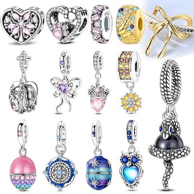 New Copper Charms Beads Star And Moon Paw Print Easter Egg Fit Original Pendant Bracelet Diy Jewelry Gift