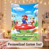 Custom Personalized Tapestry,Super Mario Print Custom Name Text Wall Art Hanging for Bedroom