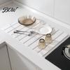 Fast Drying Kitchen Accessories Diatomaceous Dish Mat, Collapsible Absorbent Drain Pad, Large Capacity Rack Heat Resistant Multipurpose for Countertop