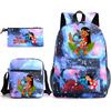 Large Capacity Schoolbag with Shoulder Strap; Student Three-piece Pencil Case Set