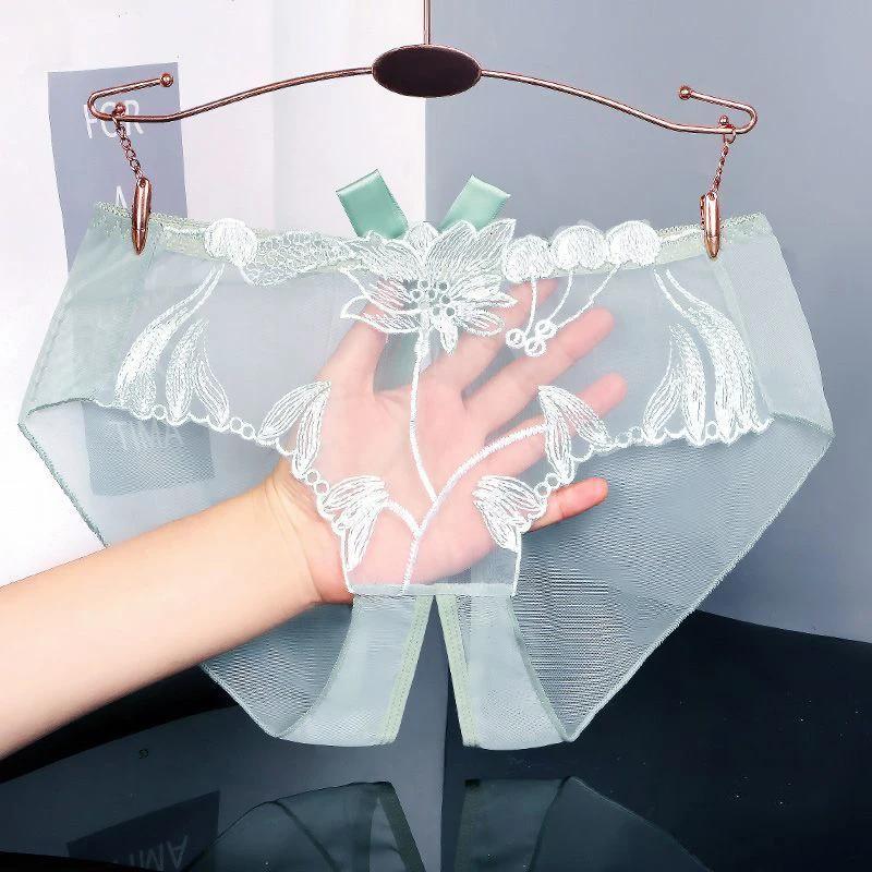 Crotchless Women's Sexy Panties Underwear Transparent Lingerie Woman Underwear for Sex Sweet Bow Crotch Open Panties