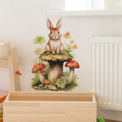 Cartoon Cute Rabbit Mushroom Flowers Children's Bedroom Living Room Wall Decoration Wall Stickers
