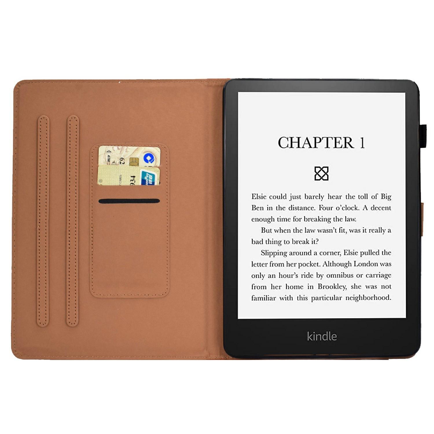 

For Amazon Kindle Paperwhite 5 (2021) Solid Color Magnetic Clasp Stand Case PU Leather Shockproof Cover with Card Slots Brown