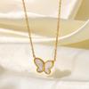 Tarnish Free Shell Butterfly Pendant Necklace For Women  Gold Plated Stainless Steel Choker Necklace