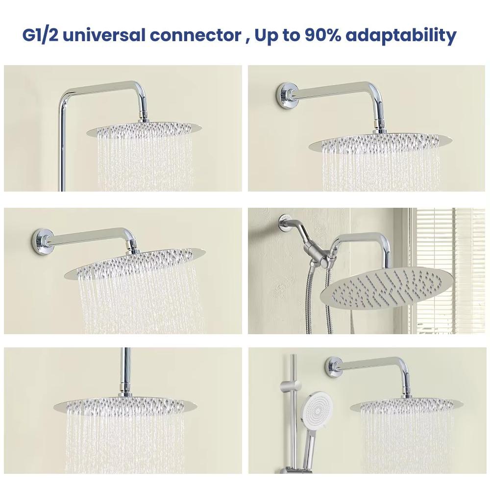 Stainless Steel High Pressure Waterfall Shower Head 8" 12" Black Silver Golden Large Flow Pressure Boosting Bathroom Showerhead