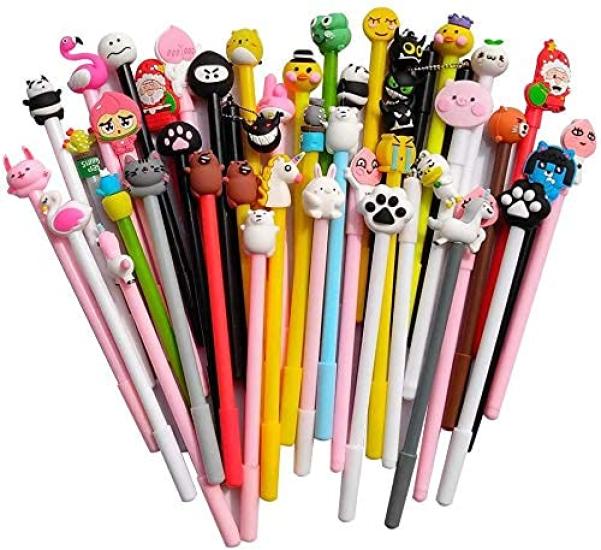Sencoo Cute Cartoon Gel Blue Ink Assorted Kids Pens for School Student Fun Girls Kids Pens 24-Pack Pens, Styles, Birthdays, Prizes, Gifts, (Blue)