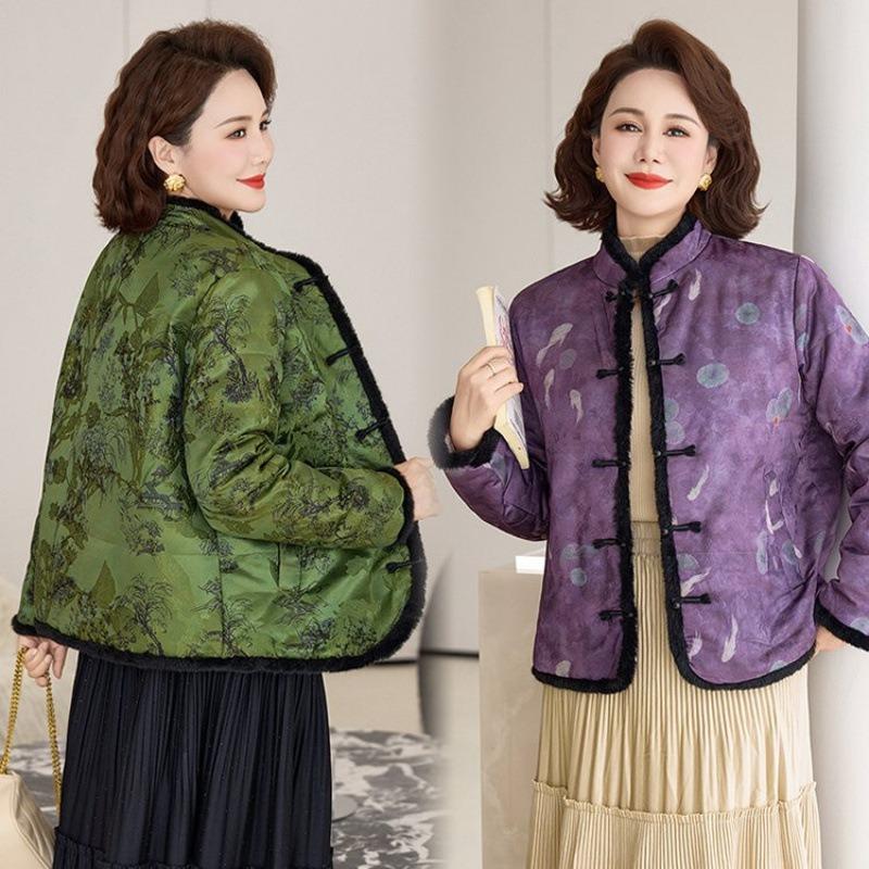 Jacquard handmade buckle cotton-padded clothes, winter new temperament cotton-padded clothes, thin cotton-padded jacket tops