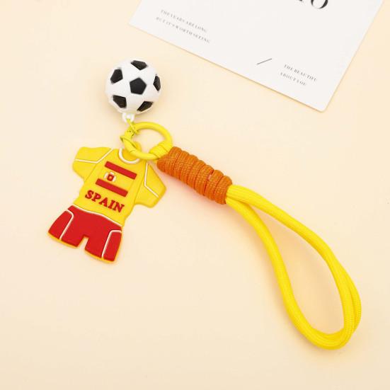 Keychain Pendant, Thick Braided Rope Mini Football Pendant, Soft Rubber Jersey Charm Key Holder, Argentina Brazil Germany Team Colors Fan Gift